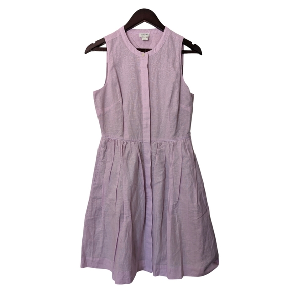 J. Crew Shirt-Dress in Vintage lilac Linen-Cotton Dress Size 4 NWT Style L6939 - Picture 2 of 7